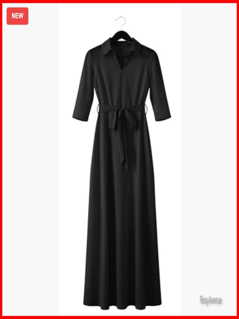 Maxi Dress V Neck 3/4 Sleeve Fit & Flare Semi Formal Casual - Picture 4 of 7